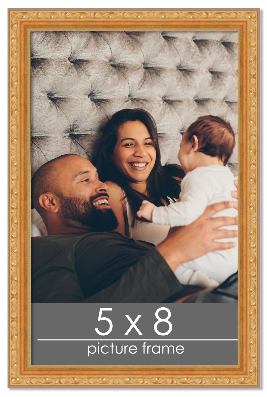 5x8 Museum-Quality Picture Frame with UV-Resistant Acrylic & Acid-Free Backing, Available in 4 Finishes - Gold, Silver, Bronze, and Black